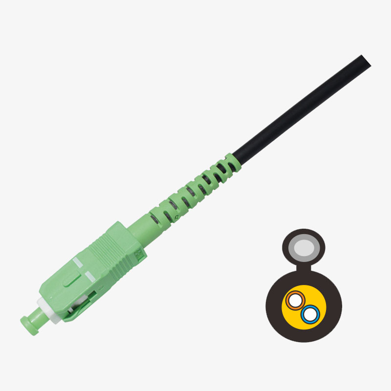Cable de Conexión Exterior FTTH Tipo Redondo con Hilo de Mensajero